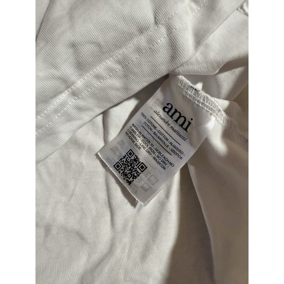 AMI Paris Unisex logo Silver Rhinestone Rare Logo Cotton T-shirt in White Size M - Picture 3 of 5